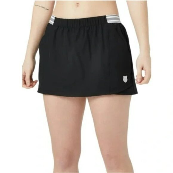 K-Swiss K-Core Woven Skort 12.5" Black Tennis Lightweight Pockets Size M - Picture 1 of 10